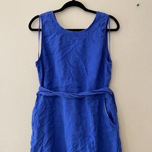 Nicole Miller Sz 14 Blue 100% Linen Sleeveless Dress